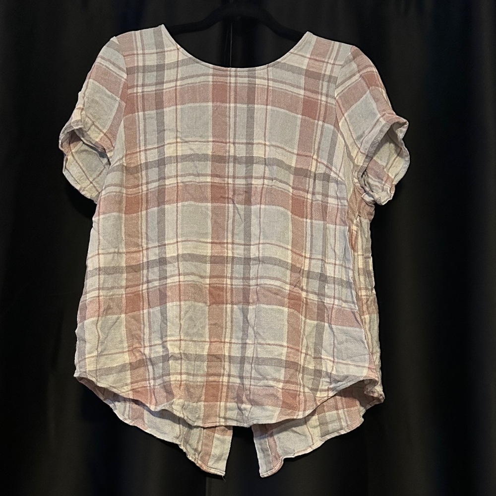Torrid Plaid Blouse - Pink and White
